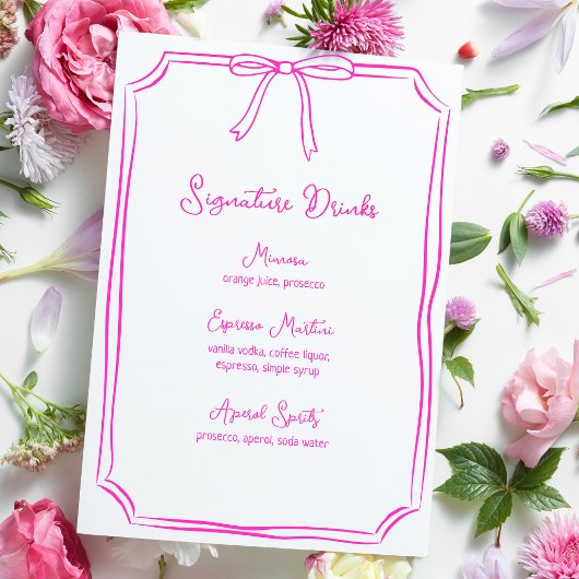 Hand getrokken boog coquette roze handtekening Dri Menu