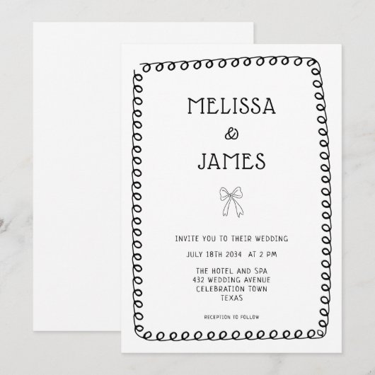 Hand getrokken boog Doodle grillige bruiloft Kaart (Voorkant / Achterkant)