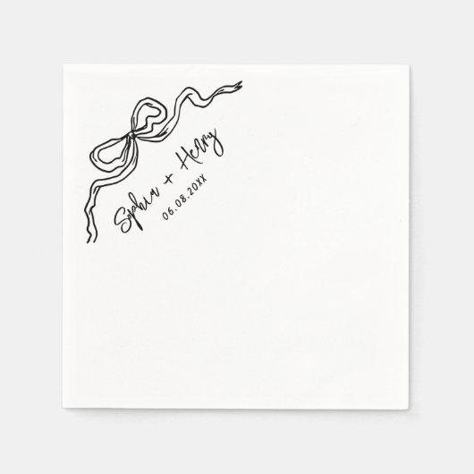Hand getrokken boog eenvoudige cocktail bruiloft servet (Voorkant)