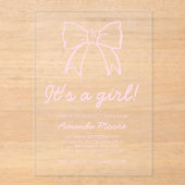 Hand getrokken boog Elegant Script Girl Baby showe Acryl Uitnodigingen (Voorkant)