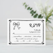 Hand getrokken boog en grens grillige bruiloft RSVP kaartje (Staand voorkant)