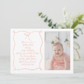 Hand getrokken boog foto Blush verjaardagsfeestje Kaart (Staand voorkant)