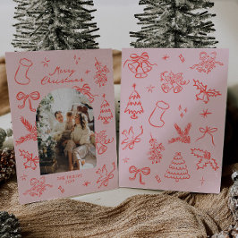 Hand getrokken boog foto kerst Kaart