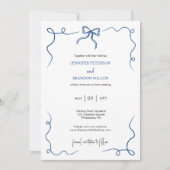 Hand getrokken boog Frans blauw bruiloft Kaart (Voorkant)