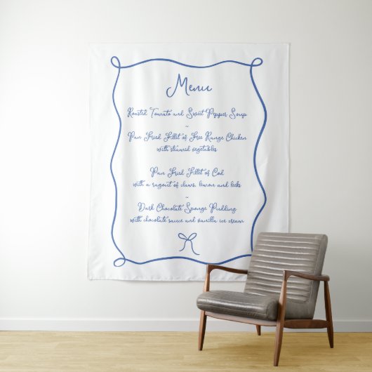 Hand getrokken boog Franse blauwe stof bruiloft me Wandkleed (In situ)