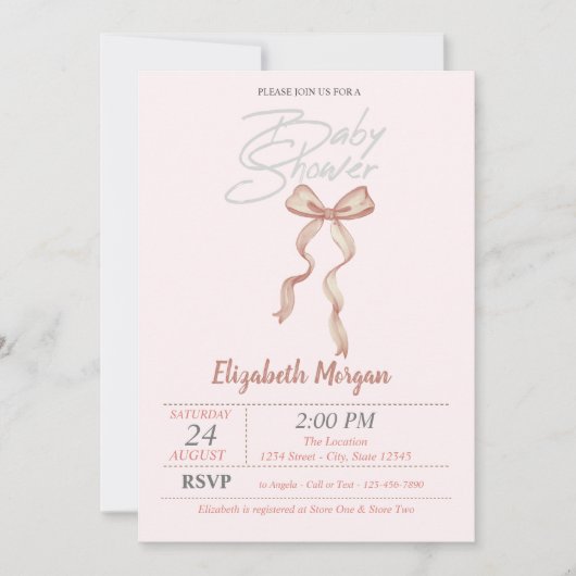 Hand getrokken boog gestippelde douche uitnodiging (Voorkant)