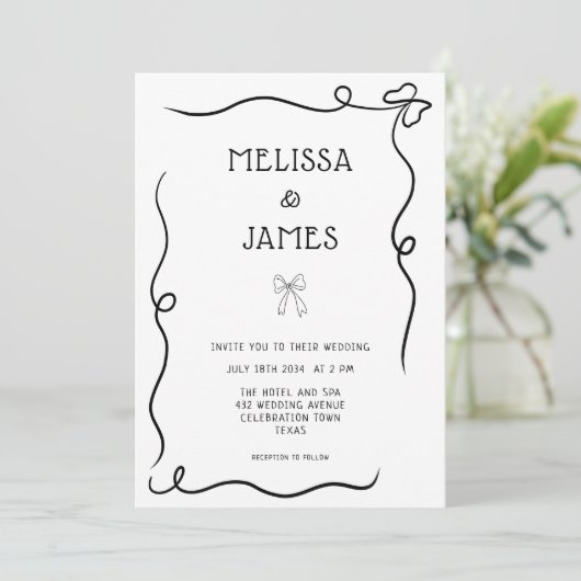 Hand getrokken boog grillige bruiloft kaart (Staand voorkant)