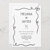 Hand getrokken boog grillige bruiloft kaart (Voorkant / Achterkant)