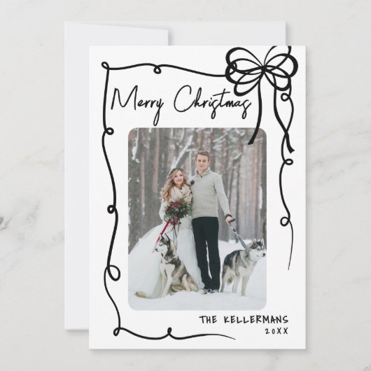 Hand getrokken boog grillige kerst feestdagenkaart (Voorkant)