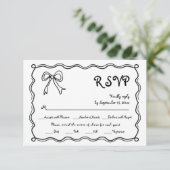 Hand getrokken boog kronkelende grens grillige bru RSVP kaartje (Staand voorkant)