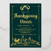 Hand getrokken boog Lijst Feest Thanksgiving Diner Folie Uitnodiging (Voorkant)