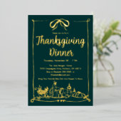 Hand getrokken boog Lijst Feest Thanksgiving Diner Folie Uitnodiging (Staand Voorkant)