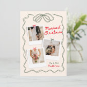 Hand getrokken boog Lijst getrouwd kerst Pas getro Feestdagenkaart (Staand voorkant)