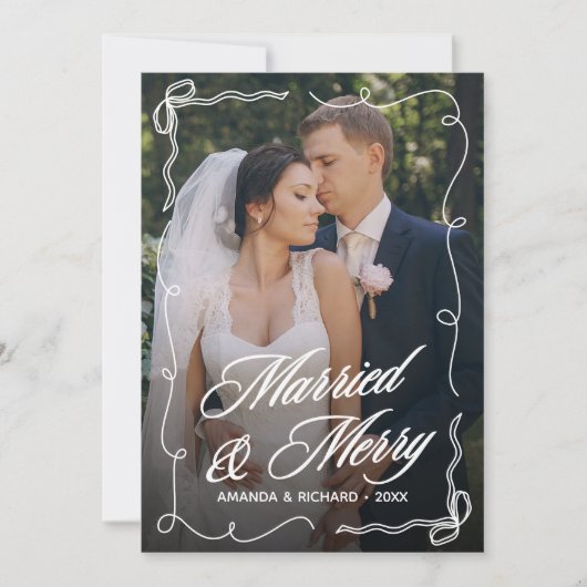 Hand getrokken boog Lijst Getrouwd Vrolijke Pas ge Feestdagenkaart (Voorkant)