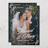 Hand getrokken boog Lijst Getrouwd Vrolijke Pas ge Feestdagenkaart (Voorkant / Achterkant)