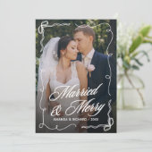 Hand getrokken boog Lijst Getrouwd Vrolijke Pas ge Feestdagenkaart (Staand voorkant)