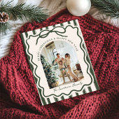 Hand getrokken boog Lijst grillige foto kerst Feestdagenkaart