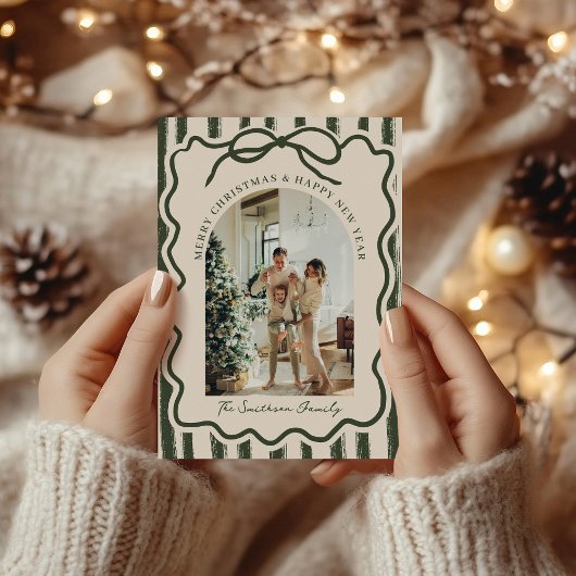 Hand getrokken boog Lijst grillige foto kerst Feestdagenkaart