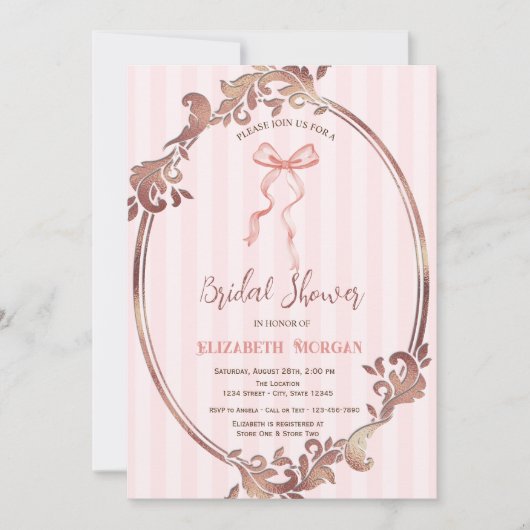 Hand getrokken boog, Lijst roze strepen Vrijgezell Kaart (Voorkant)