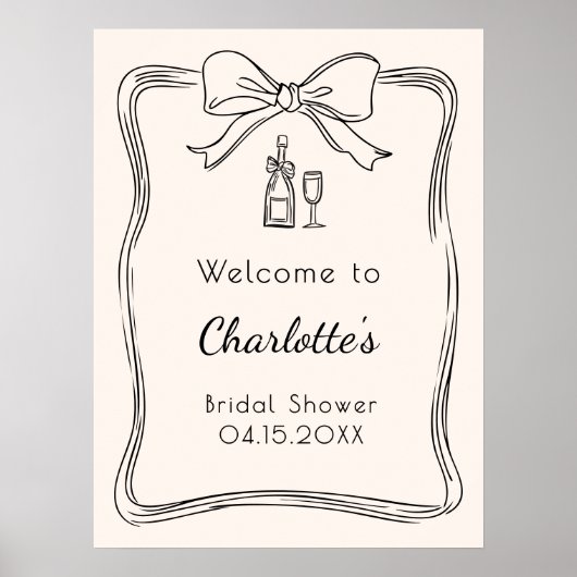 Hand getrokken boog lijst vrijgezellenfeest welkom poster (Voorkant)