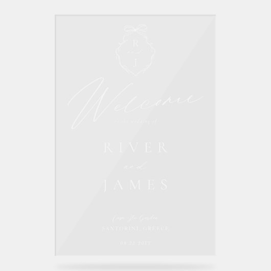 Hand getrokken boog & lint bruiloft monogram Welko Acryl Bord (Voorkant)