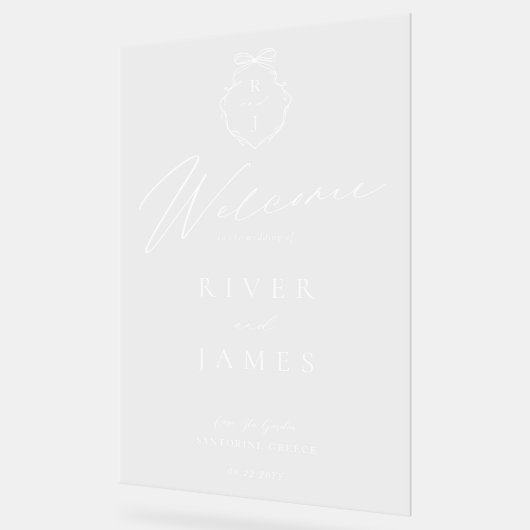 Hand getrokken boog & lint bruiloft monogram Welko Acryl Bord (Hoek)