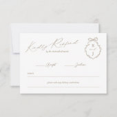 Hand Getrokken Boog & Lint Monogram Crest Wedding RSVP Kaartje (Voorkant)