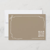 Hand Getrokken Boog & Lint Monogram Crest Wedding RSVP Kaartje (Achterkant)