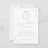 Hand Getrokken Boog & Lint Monogram Crest Wedding RSVP Kaartje (Voorkant)