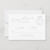 Hand Getrokken Boog & Lint Monogram Crest Wedding RSVP Kaartje (Voorkant)