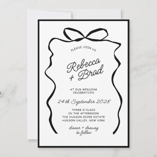 Hand getrokken boog lint schets bruiloft kaart (Voorkant)