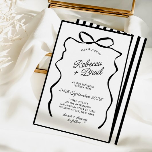 Hand getrokken boog lint schets bruiloft kaart