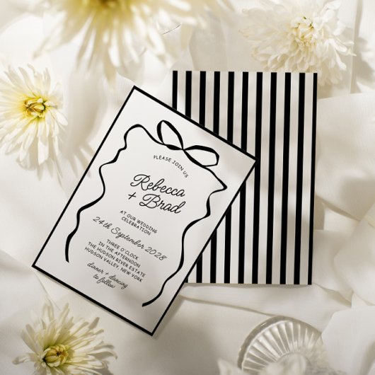 Hand getrokken boog lint schets bruiloft kaart