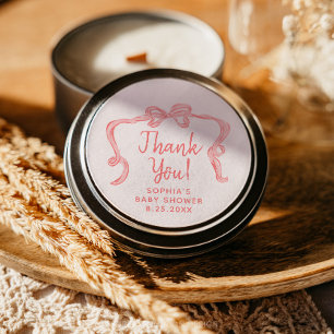 Hand getrokken boog meisje Baby shower gunst Stick Ronde Sticker