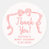 Hand getrokken boog meisje Baby shower gunst Stick Ronde Sticker (Voorkant)