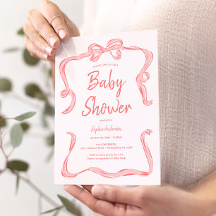 Hand getrokken boog meisje Baby shower uitnodiging