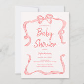 Hand getrokken boog meisje Baby shower uitnodiging (Voorkant)