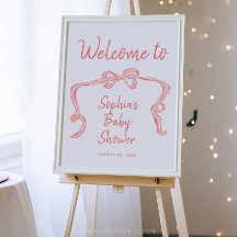 Hand getrokken boog meisje Baby shower welkom Post