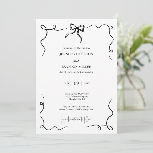 Hand getrokken boog minimale eigenzinnige bruiloft kaart (Staand voorkant)