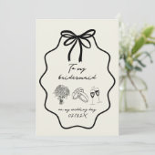 Hand getrokken boog naar mijn bruidsmeisje op mijn kaart (Staand voorkant)