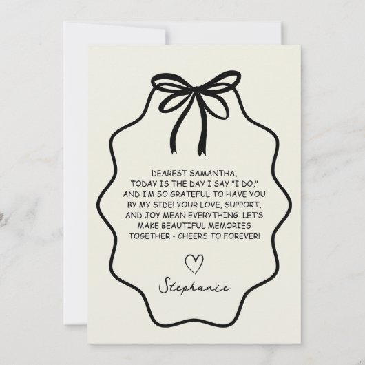 Hand getrokken boog naar mijn bruidsmeisje op mijn kaart (Achterkant)