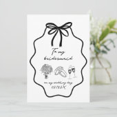 Hand getrokken boog naar mijn bruidsmeisje op mijn kaart (Staand voorkant)