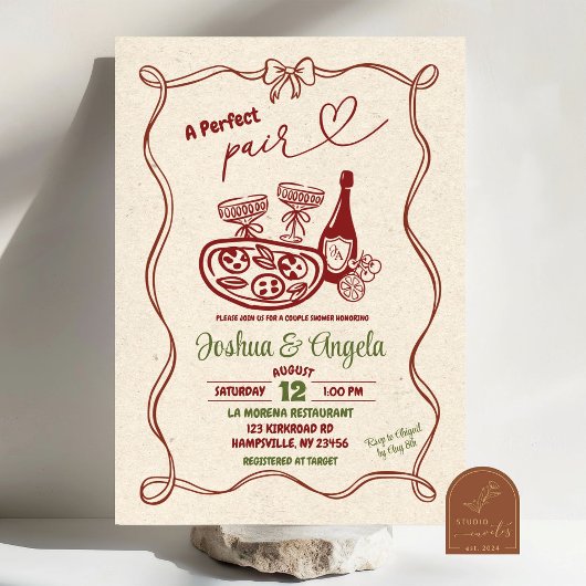 Hand getrokken boog Perfect paar paar Vrijgezellen Kaart