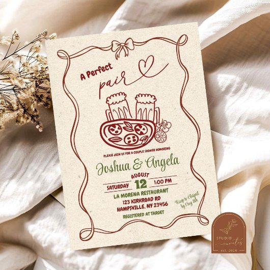 Hand getrokken boog Perfect paar paar Vrijgezellen Kaart