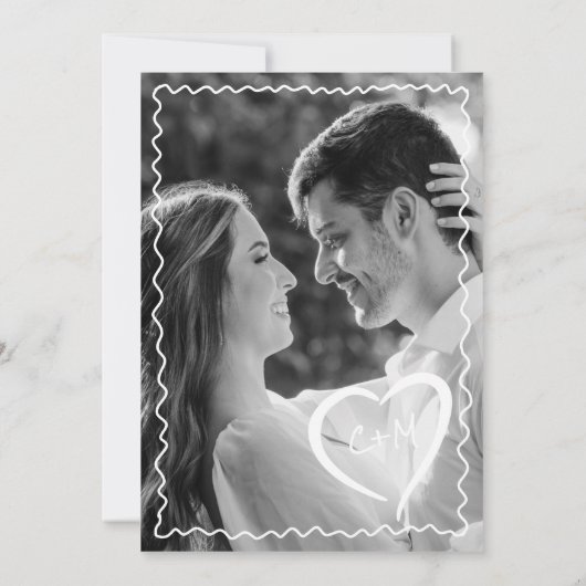 Hand getrokken boog ring & wijn grillige foto brui save the date (Achterkant)