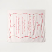 Hand getrokken boog rood & roze stof bruiloft menu wandkleed (Voorkant (horizontaal))