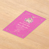 Hand getrokken boog roze bruiloft acryl uitnodigingen (Laagn)