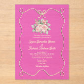 Hand getrokken boog roze bruiloft acryl uitnodigingen (Voorkant)