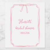 Hand getrokken boog roze Girly Schattige Chic Vrij Wijn Etiket (Enkel label)