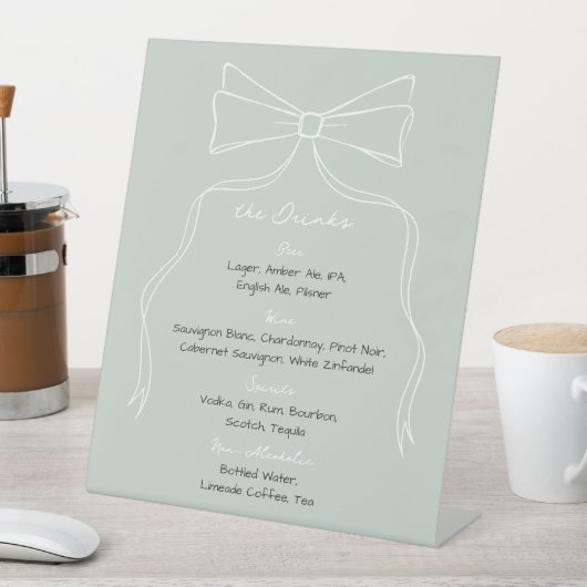 Hand getrokken boog salie groene bruiloft handteke reclamebord met voetstuk (Insitu)